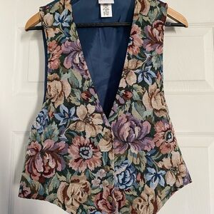 Vintage 80s/90s Backroad Blues Tapestry Floral Vest Women’s Medium Cottage Retro